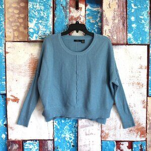 Women's RDI Cropped Sweater Long Sleeve Crew Neck LARGE Light Blue